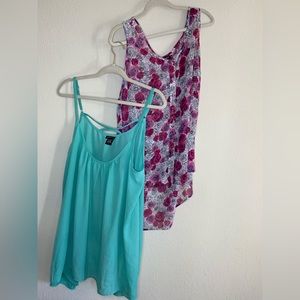 Torrid sheer camisole lot Aqua and Rose size 2